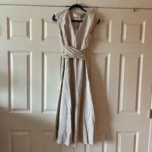 NWT Banana Republic Beige Linen Wrap Waist Dress